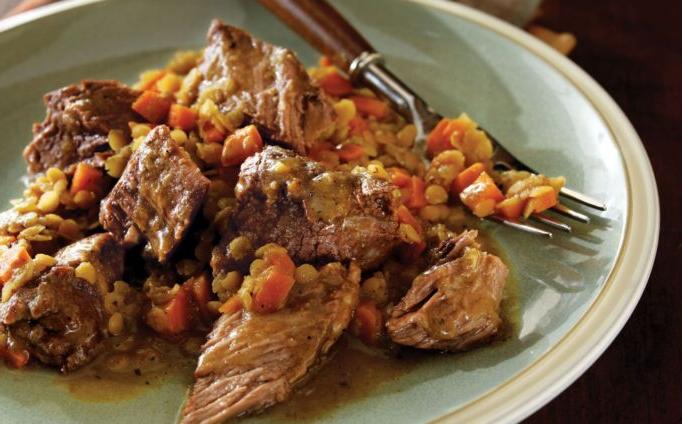 Braised Chuck Steaks with Savory Lentils